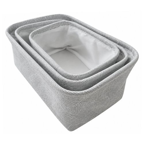 Set x 3 canastos rectángulares jaspeados gris 28 x 20,5 x 13 cm / 24,5 x 17 x 12 cm / 20 x 14,5 x 10 cm