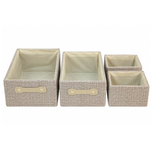 Set x 4 canastos jaspeado beige con asas 35 x 25 x 16,5 / 31 x 22 x 14,5 / 18 x 13 x 11 (2)