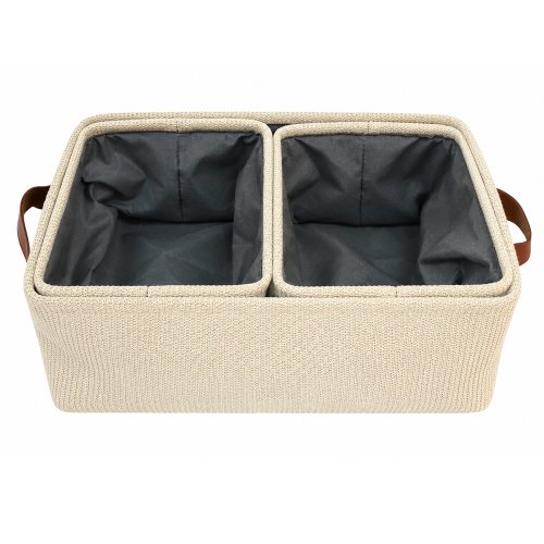 Set x 3 canastos tejido natural con asas 36 x 26 x 12 / 23 x 18 x 12 (2)