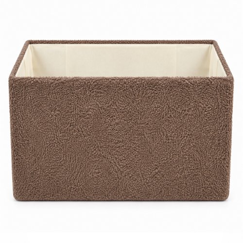 Canasto rectángular simil corderito marrón 24 x 15,5 x 12 cm