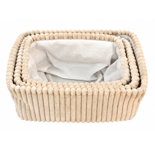 Set x 3 canastos de plush natural 29 x 21 x 14 / 26 x 18 x 13 / 23 x 15 x 13 cm