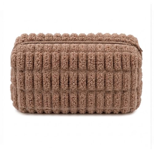 Neceser 24 x 11 x 15 cm plush con cierre marrón