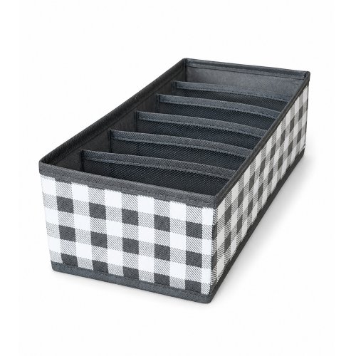 Organizador con 6 divisores 32 x 15 x 10 cm cuadrille gris