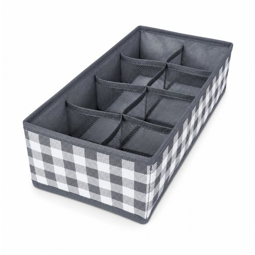 Organizador con 8 divisores 32 x 15 x 10 cm cuadrille gris