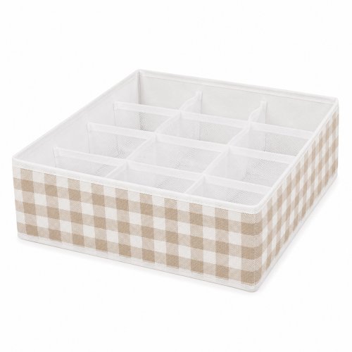 Organizador con 12 divisores 32 x 32 x 10 cm cuadrille beige