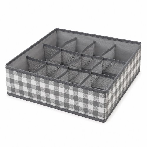 Organizador con 12 divisores 32 x 32 x 10 cm cuadrille gris