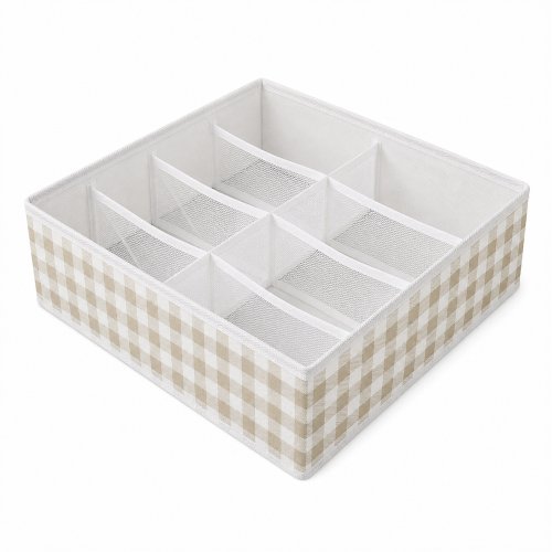 Organizador con 8 divisores 32 x 32 x 10 cm cuadrille beige