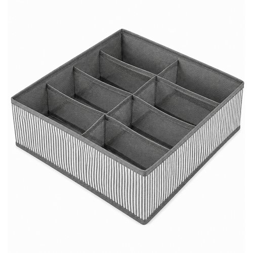 Organizador con 8 divisores 32 x 32 x 10 cm rayado gris