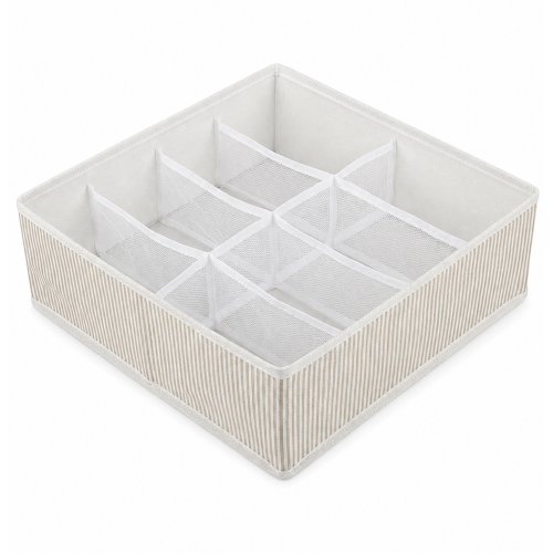 Organizador con 8 divisores 32 x 32 x 10 cm rayado beige