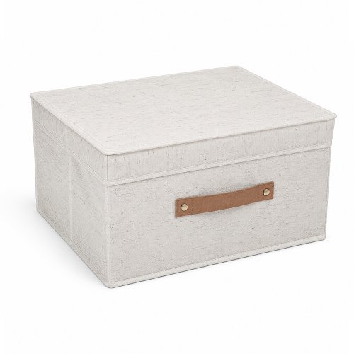 Caja plegable 35 x 30 x 20 cm con tapa y asa jaspeada natural