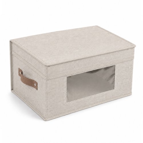 Caja plegable 40 x 30 x 20 cm con tapa y visor jaspeada natural