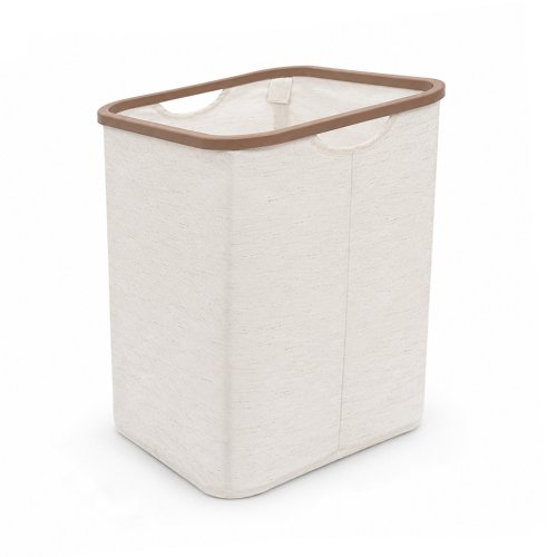 Canasto 38 x 26 x 55 cm jaspeado natural con borde plástico beige