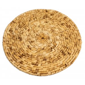Individual de hoja de bamboo tramado 38 cm beige con manchas