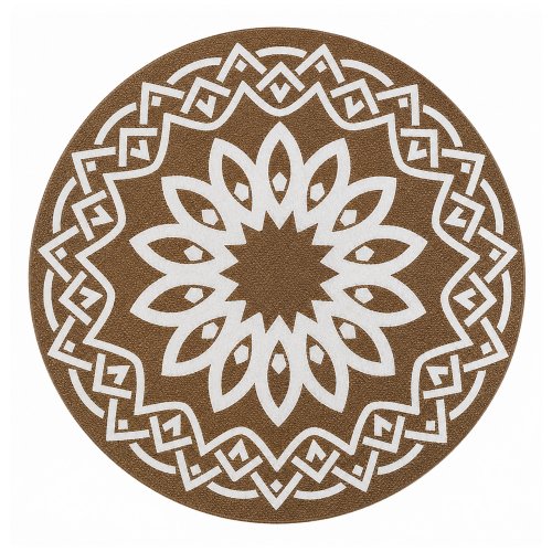 Individual flor fondo beige con dibujos en blanco 38cm