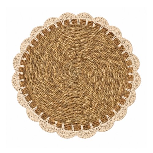 Individual de yute con borde de algodon natural 38 cm
