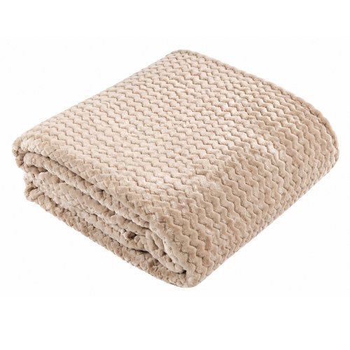 Manta 160 x 210 cm polar trama zigzag beige