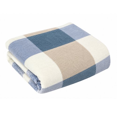 Manta peluda polar cuadrille gris, beige y blanco con corderito