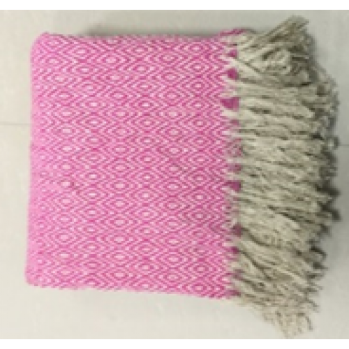 Manta rombos concéntricos 125 x 150 cm algodón rosa