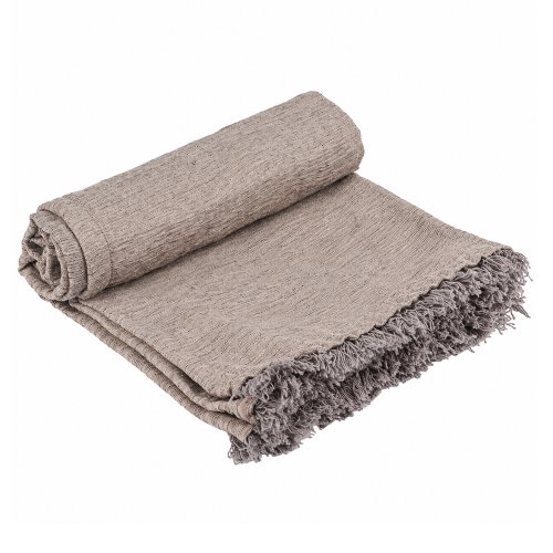 Manta chenille 125 x 150 cm lisa con flecos gris
