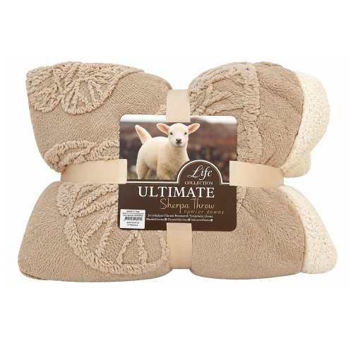 Manta polar beige borde blanco