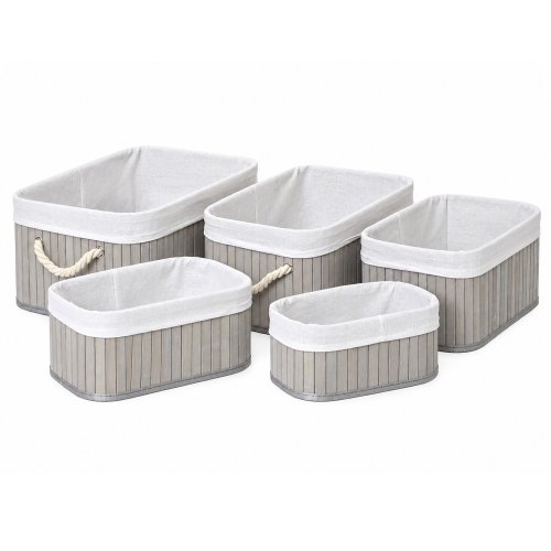 Set x5 Canastos de bambu gris con tela