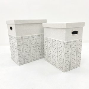 Set x 2 cestos blanco con rayas grises