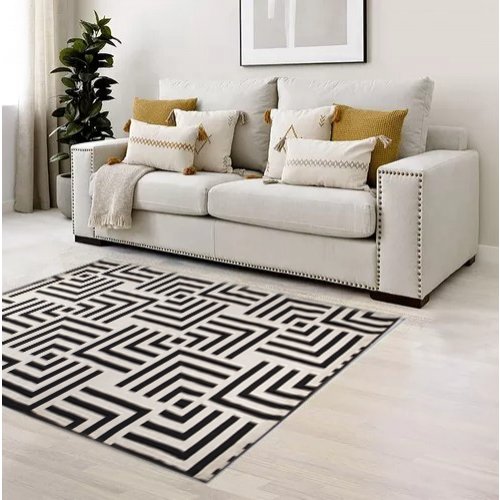 Carpeta 270 x 420 cm blanca con angulos concentricos negros